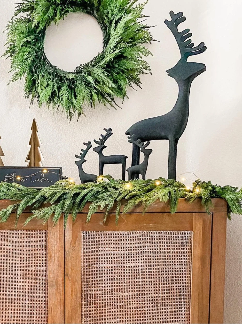 Set of Crate and Barrel White and Black Metal Reindeer